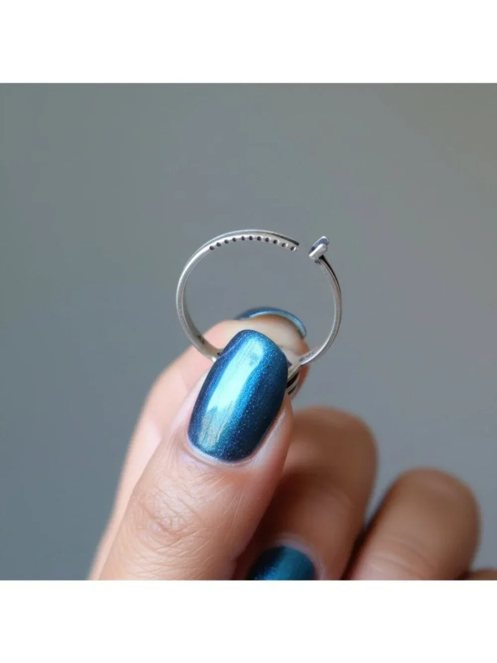 Kyanite Ring Blue Oval Crystal Sterling Silver Adjustable Size 5 to 8 Boho Jewel